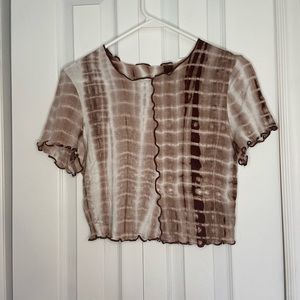 Brown Tie-dye Cropped Tee